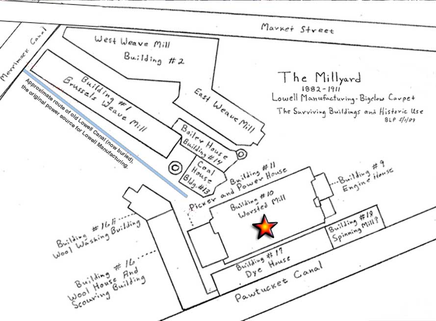 Map of Lowell Manufacturing Mill Yard